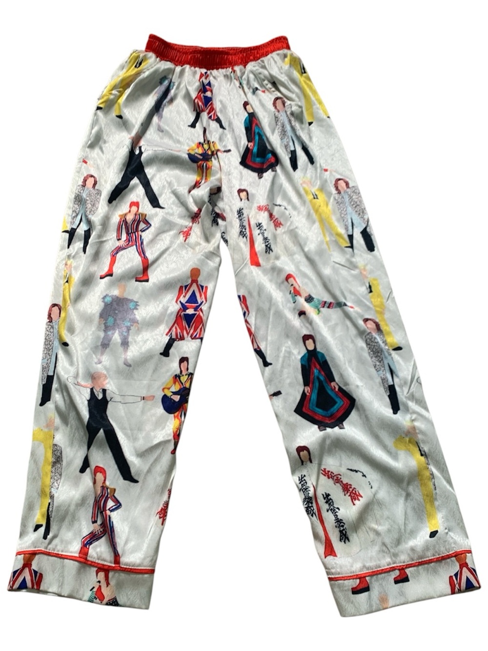 Kids White Satin Pajama Pants featuring an all-over
